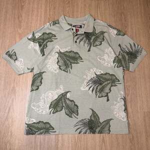 La Cabana Tropical Leaf Print Polo Shirt Size XL